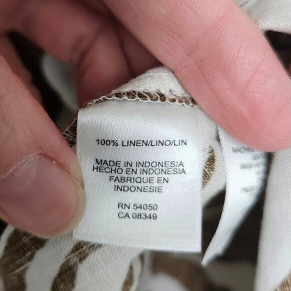 Jones New York Womens Brown White Zebra Print Linen Button Down Shirt Size PS - Picture 8 of 11